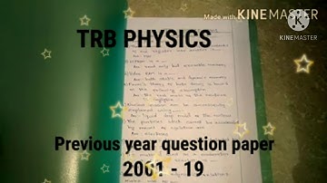 Pg trb physics /Trb physics PREVIOUS YEAR QUESTION PAPER WITH ANSWERS  From 2001-19