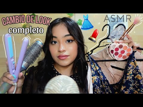ASMR cambio de look roleplay | maquillaje, peinado y outfit 💕
