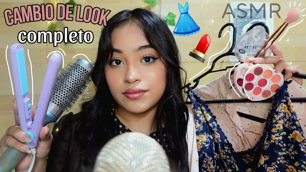 ASMR cambio de look roleplay | maquillaje, peinado y outfit 💕