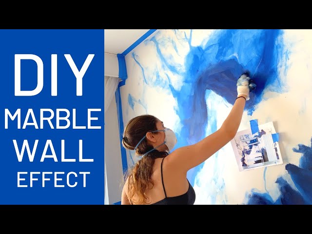 How to paint DIY Acrylic MARBLE EFFECT on wall or countertop 