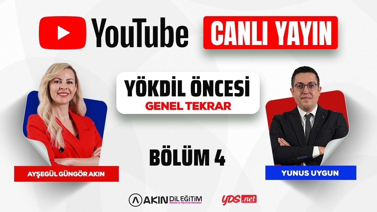 🔴 Canlı Yayın Akın Dil Eğitim -  8 MART YÖKDİL ÖNCESİ SORU ÇÖZÜMÜ VE SON TAVSİYELER - BÖLÜM 4
