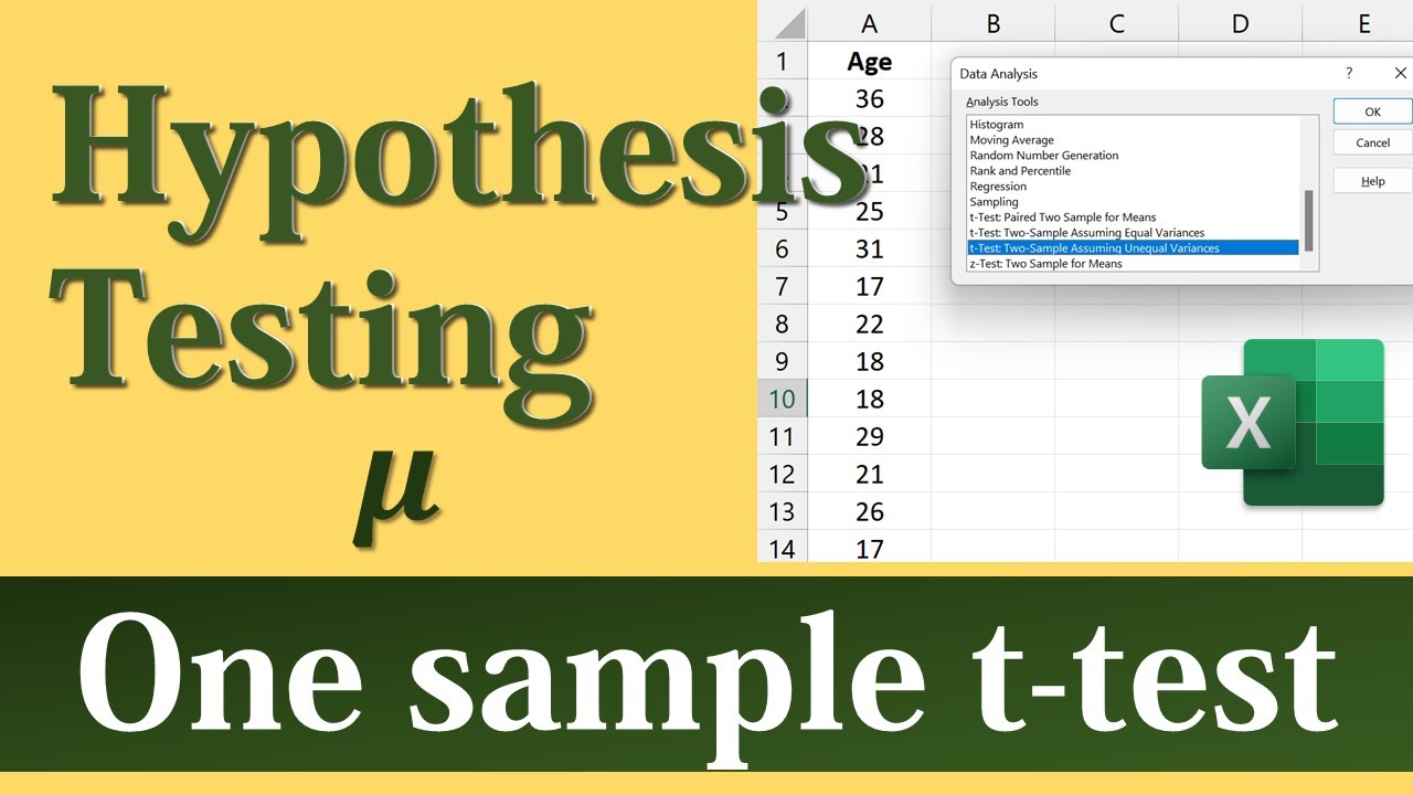 hypothesis testing in excel 2016