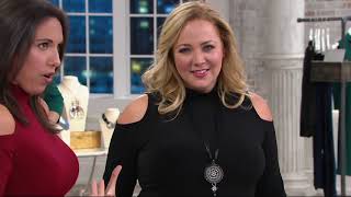 Susan Graver Liquid Knit 3/4 Sleeve Cold Shoulder Dress on QVC