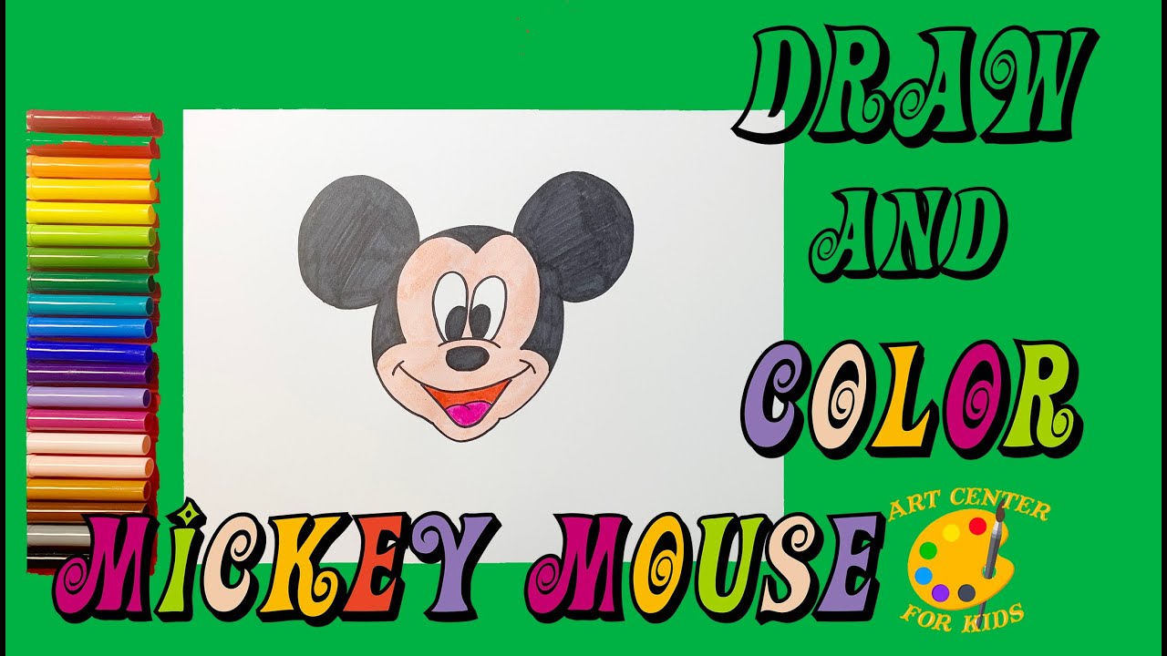 Learn How to Draw and Color Mickey Mouse Face | Simple painting | Art ...