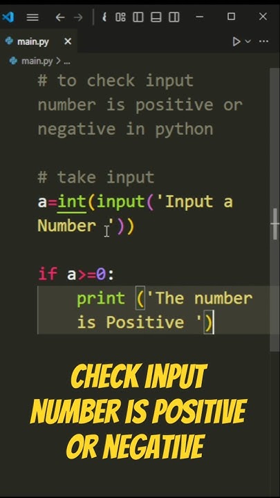 CHECK INPUT NUMBER IS POSITIVE OR NEGATIVE IN PYTHON #python #shorts # ...