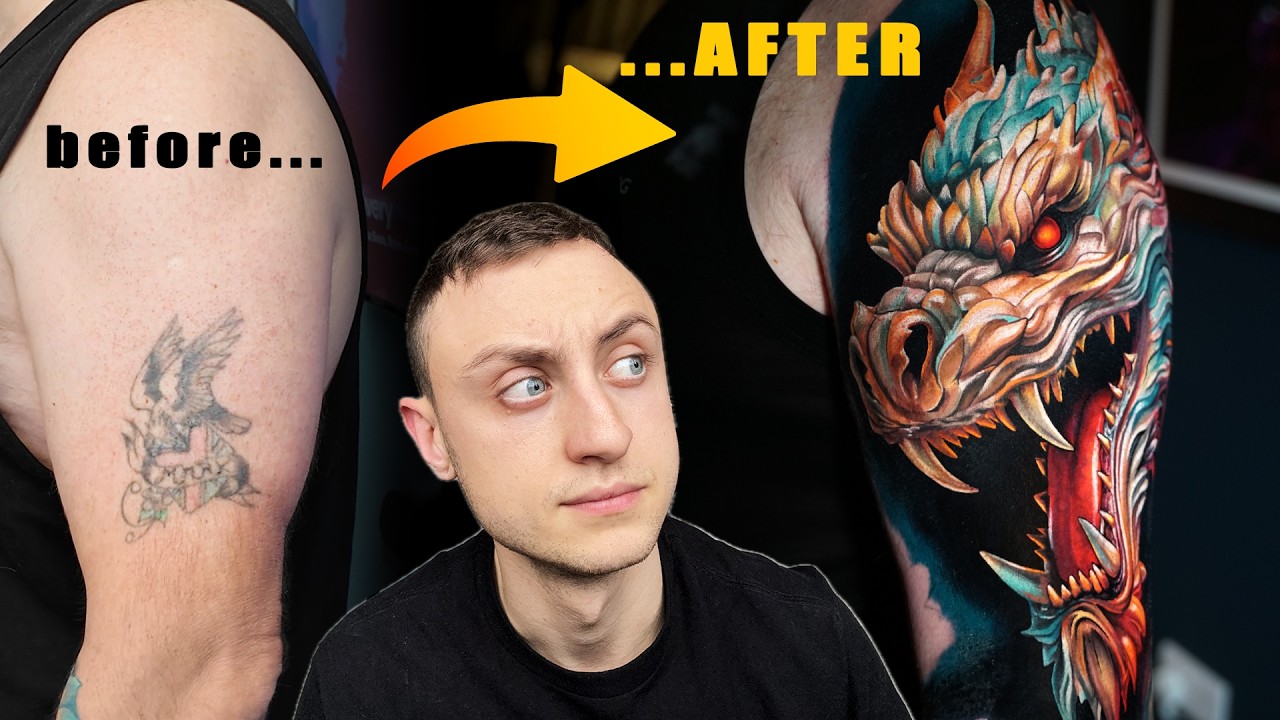 Tattooing a Dragon COVER UP | 3 DAYS IN A ROW! | Tattoo Vlog