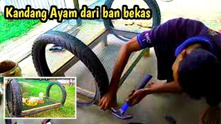 cara buat kandang ayam dari ban bekas