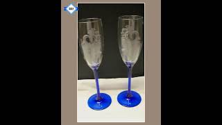 Cobalt Blue Stem Champagne Glasses