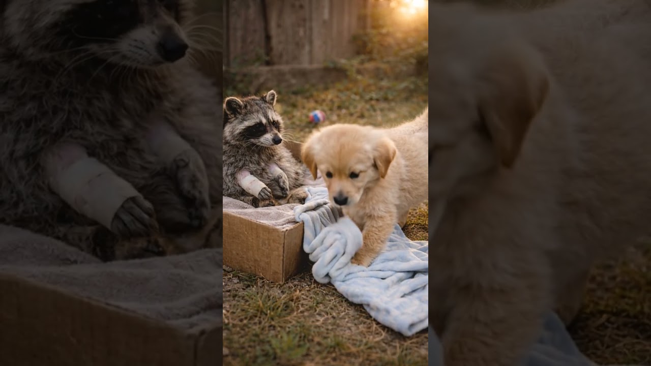 A Puppy Brings a Blanket to a Wounded Raccoon 🐶❤️🦝 | Wholesome Animal Rescue Story