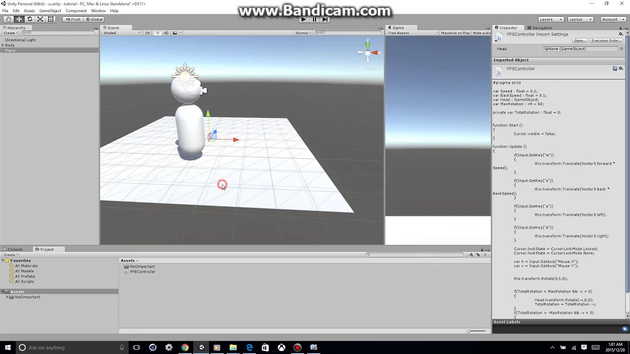 Unity5: Basic FPS controller: Jumping (Part3) - YouTube