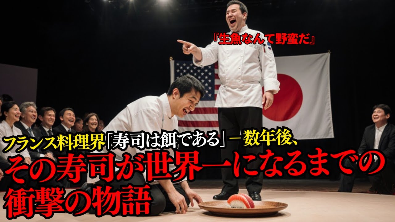 【衝撃の実話】「日本人は生魚を食べる野蛮人だ」と嘲笑された寿司職人が、世界を黙らせた瞬間【海外の反応】