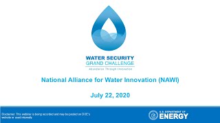 The National Alliance for Water Innovation (NAWI) Webinar