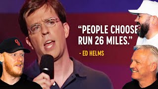 Ed Helms - Why Do People Run Marathons? REACTION!! | OFFICE BLOKES REACT!!