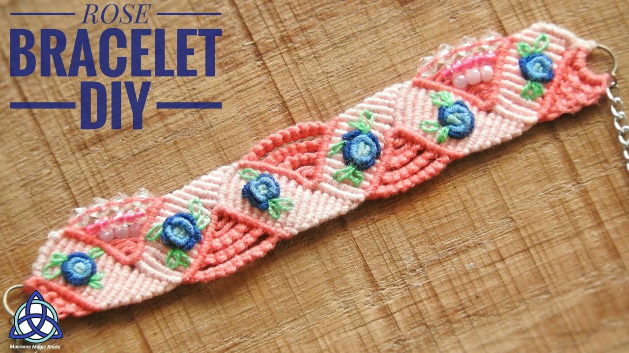 Blue Rose Micro Macrame Hand Embroidery Bracelet PART #2 ( DIY) - YouTube