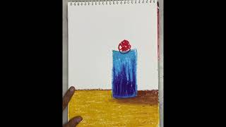 Easy step by step Flower vase in oil pastels. Blooming flowers .