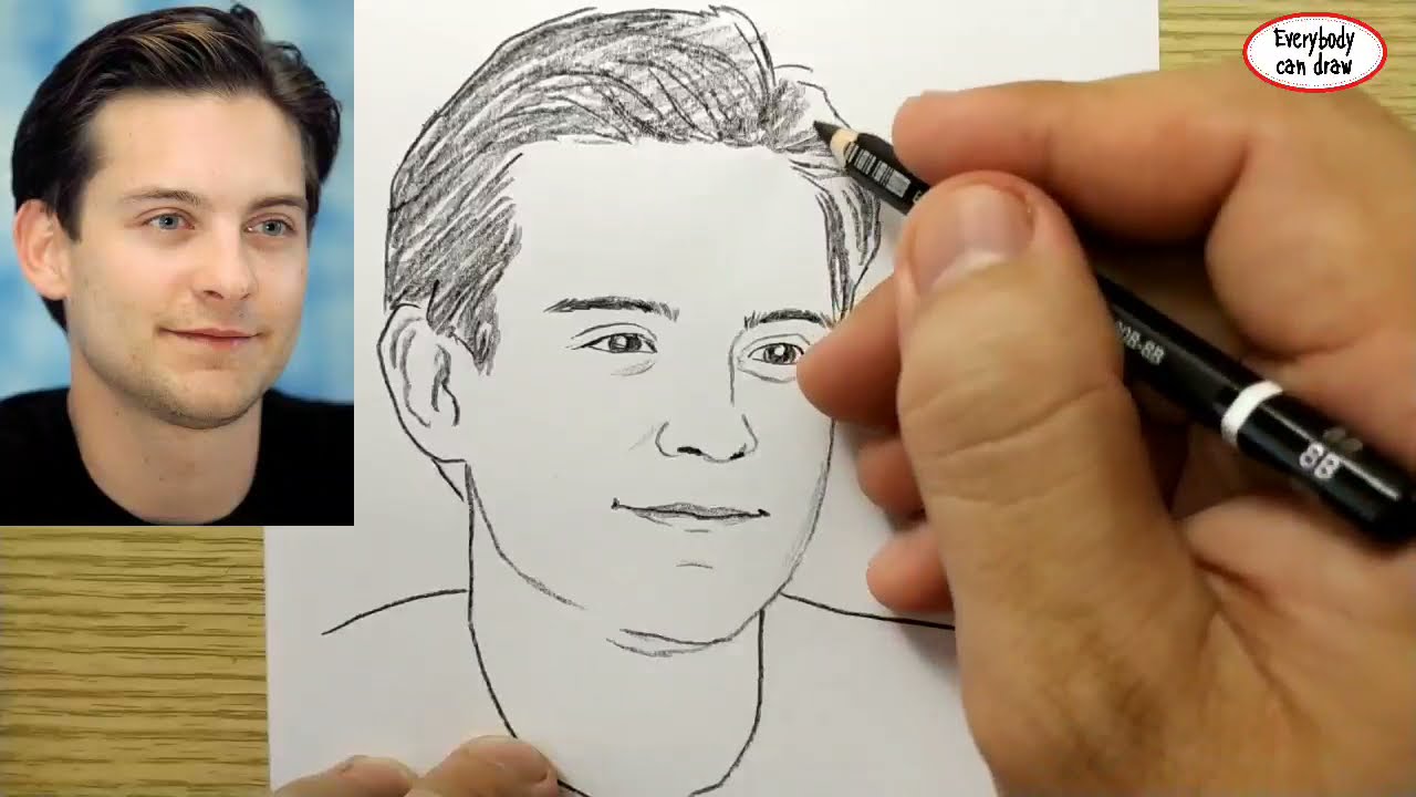 VERY EASY , How to draw spiderman tobey maguire / learn drawing academy ...