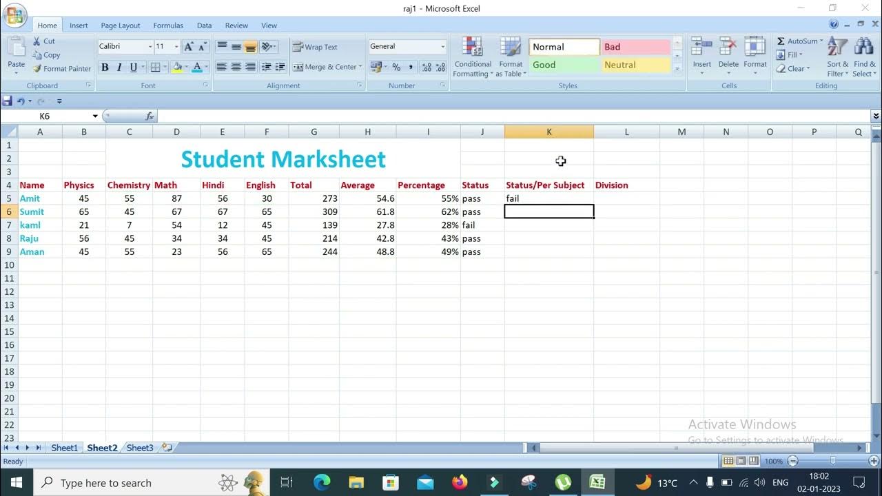 How to Make Student Marksheet in Excel #shorts #viral #viralvideo # ...