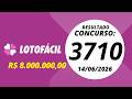 Lotofacil Resultado concurso 3710 14/06/2026