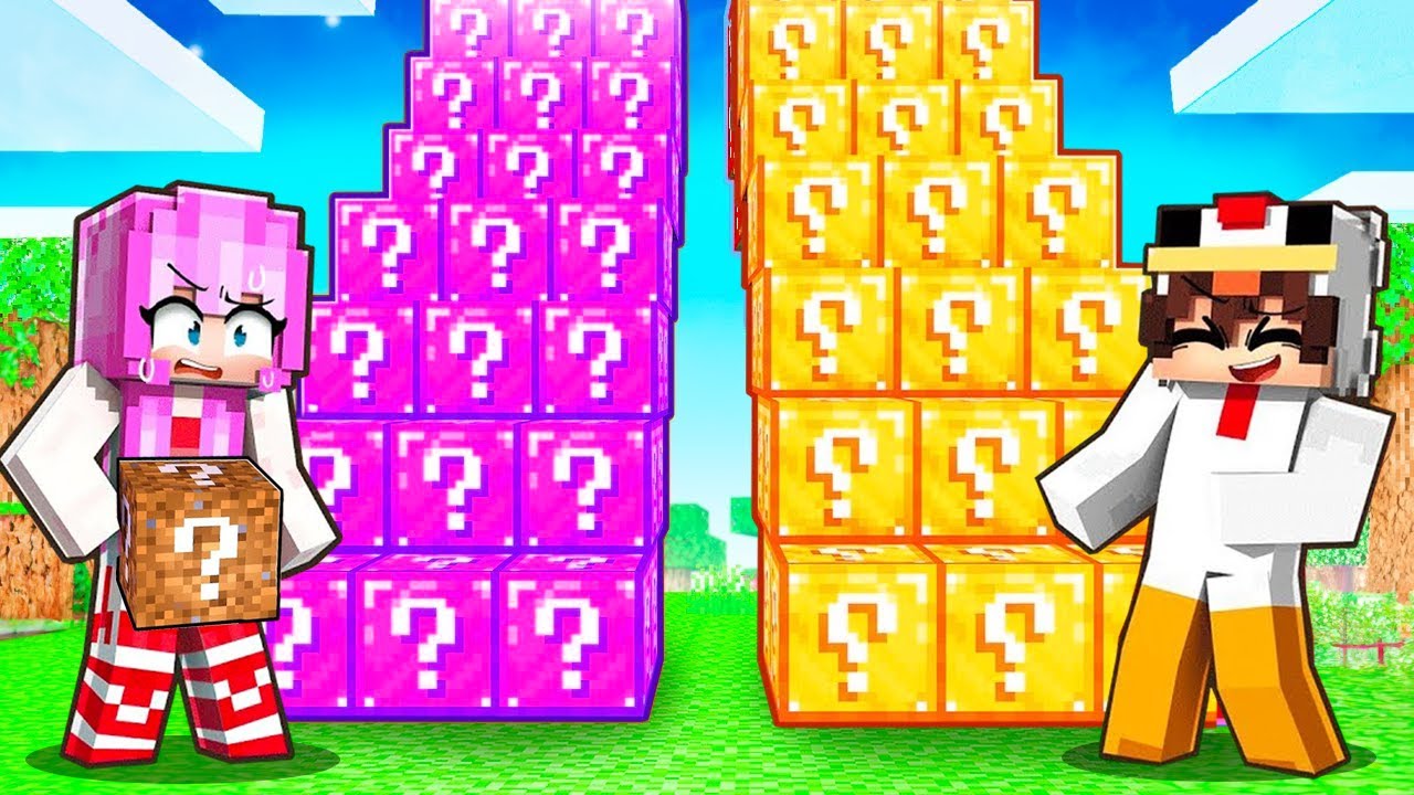 NOOB vs PRO Lucky Block COURSE D'Escalier sur Minecraft !