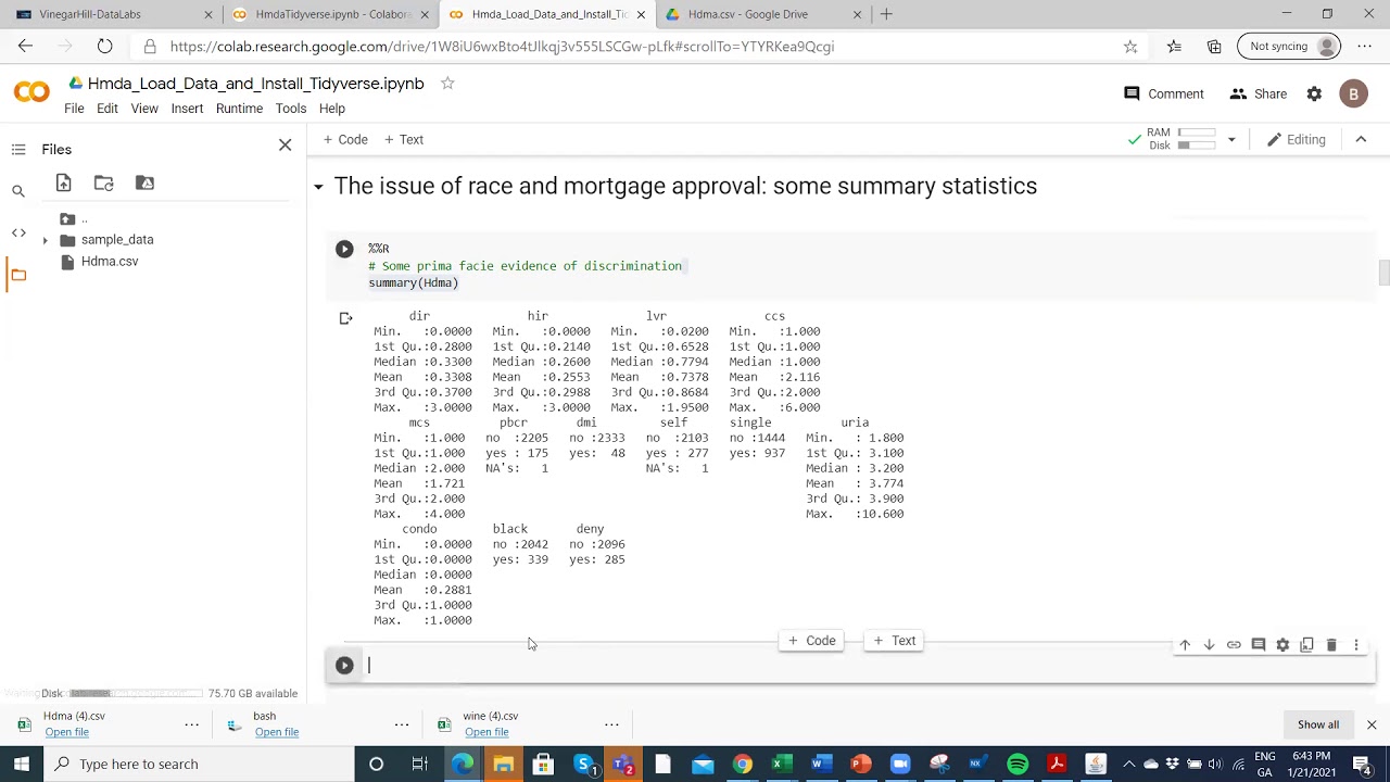 Evidence that Racial Discrimination occurs in Mortgage Lending; HMDA dataset