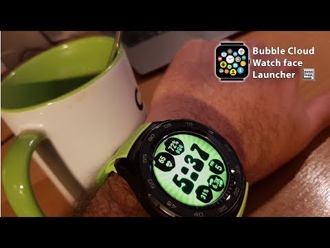 Green band for Huawei Watch 2 Sport (Bubble Cloud watchface/launcher customization)