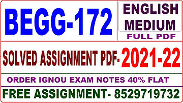 begg-172 solved assignment 2021-22 / begg 172 solved assignment in English / ignou begg 172