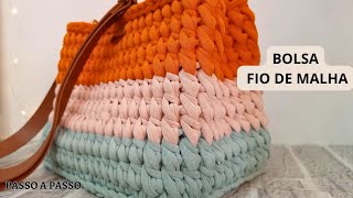 BOLSA FIO DE MALHA PONTO DIFERENTE ÓTIIMO ESPAÇO INTERNO INICIANTES #crochet #crochefiodemalha