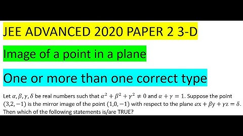 Let α,β,γ,δ be real numbers such that α^2+β^2+γ^2≠0 and α+γ=1. Suppose the point #jeeadvanced