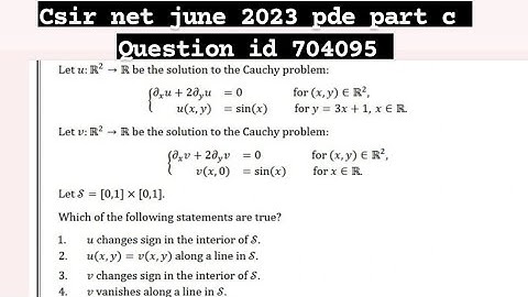 Csir net 7 june, 2023 pde  part c question id 704094 solution #csir #pde #mathematics #solution