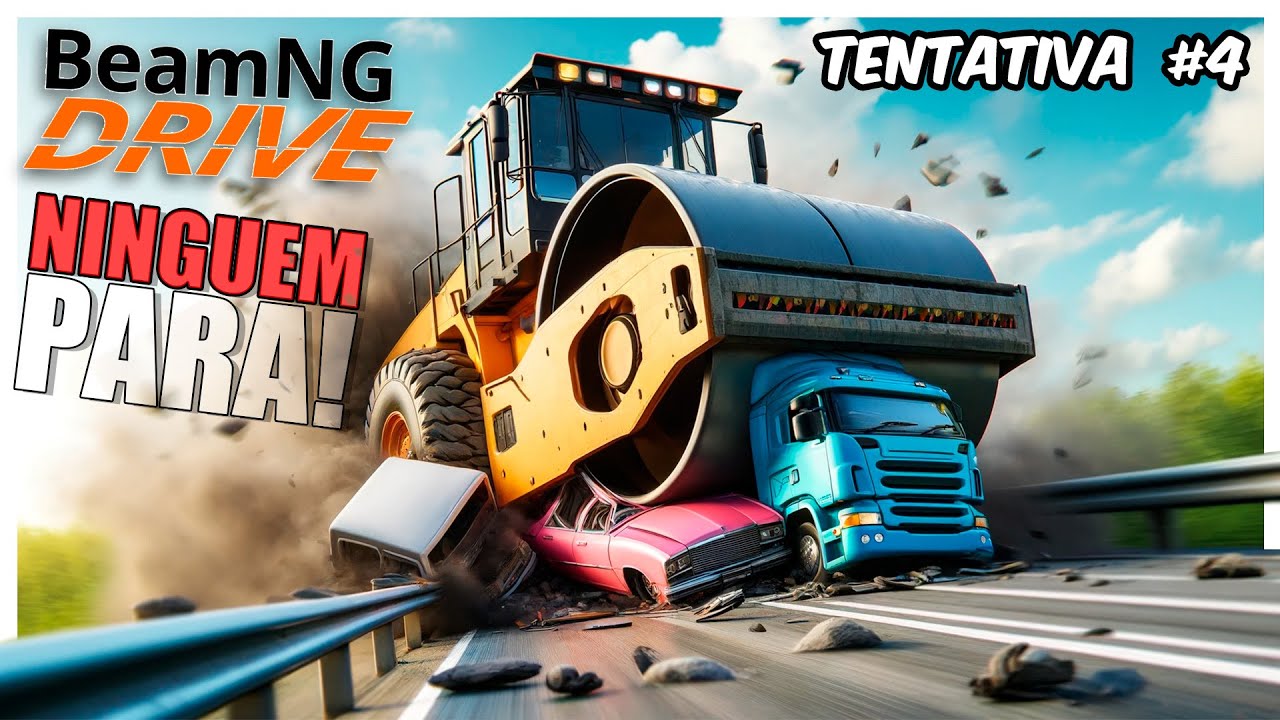 Ninguem consegue parar o Rolo compressor GIGANTE no Beamng Drive com Mods