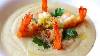 Креветки в панировке с картофельным мусом. Итальянская кухня Креветки в панировке с картофельным мусом. Итальянская кухня