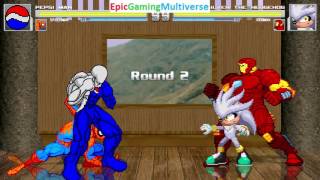 Pepsiman And Spider-Man VS Silver The Hedgehog And Iron Man In A MUGEN Match / Battle / Fight