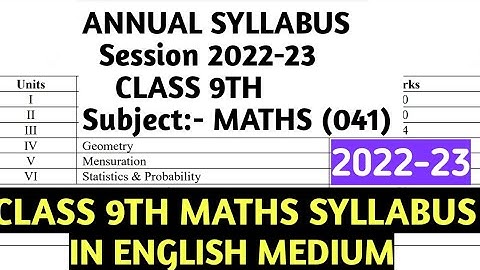 Class 9th Mathematics Syllabus | CBSE 2022-23 | With deleted Syllabus | In English medium.