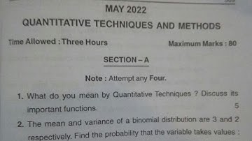 Quantitative Techniques and methods (QT) 2022 Last Year Question paper