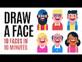 How To Draw A Face, 10 Flat Design Characters in 10 Minutes, Speed Drawing in Adobe Illustrator