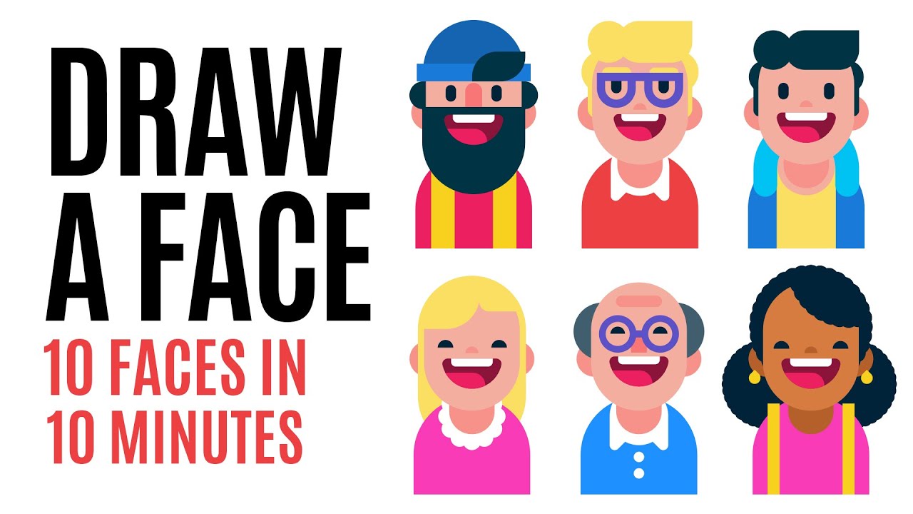 Wonderbaar How To Draw A Face, 10 Flat Design Characters in 10 Minutes, Speed HJ-52