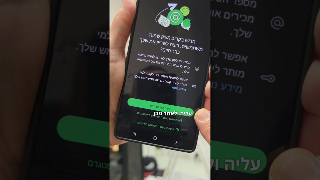 כנסו עכשיו לוואטסאפ ותשריינו שם משתמש!