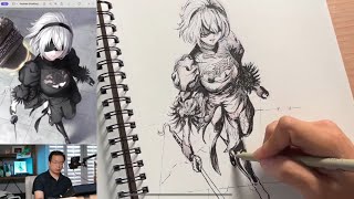 DRAW with Kenan | START TO FINISH! | Full Drawing Process 2B in Perspective | Unedited No Talk