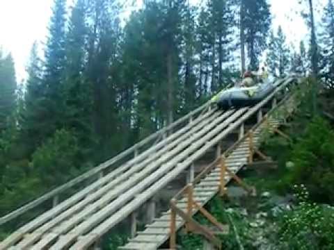 Private boater doing the slide at Boundary Creek boat ramp ...