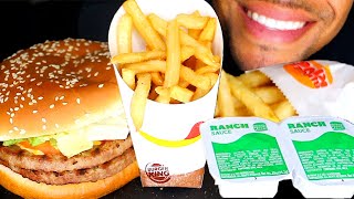 ASMR BURGER KING MUKBANG DOUBLE IMPOSSIBLE WHOPPER RANCH CHEESE SAUCE EATING SOUNDS TALKING REVIEW