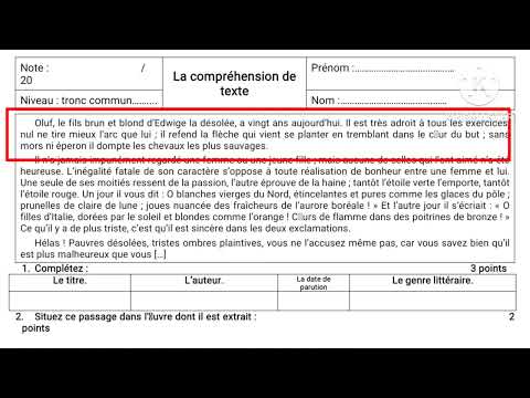 Tronc commun le chevalier double contrôle N1 semestre 2 compréhension et langue الفرض الأول