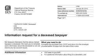 How to Understand Your LP60 Notice (Information request for a deceased taxpayer)
