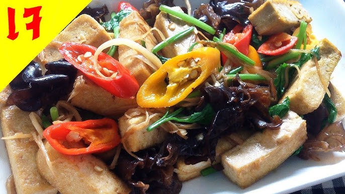 อาหารเจ เต้าหู้ผัดพริกไทยดำ Black pepper tofu - YouTube