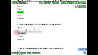 10. Sinif Fikih 2.Dönem 2.Yazili