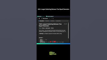 Leetcode 1624. Largest Substring Between Two Equal Characters #shorts #shortsviral  #python