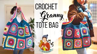 Crochet Famous Tote Bag With Granny Squares