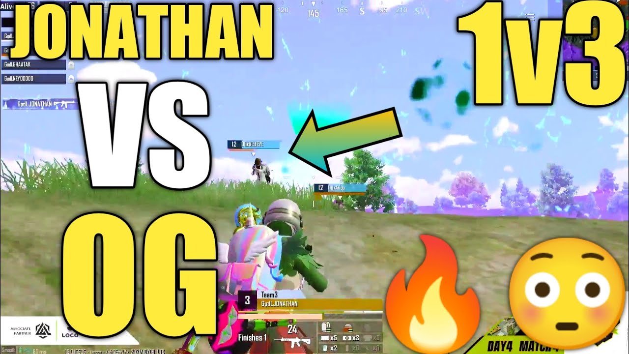 JONATHAN VS OG 🔥 JONATHAN 1v3 AGAINST OG 😳 in BGMI - YouTube