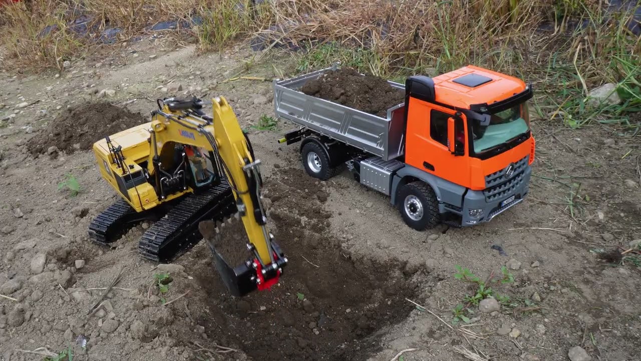 Kabolite k961-100s 터파기  4x4 Kabolite 1/14 5701 RC 덤프 트럭 작업, rc유압포크레인