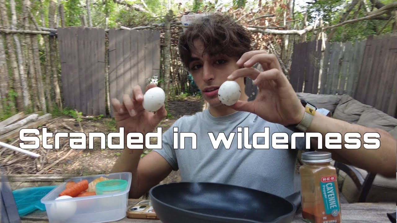 Stranded in the woods and building my own shelter | minimal food and ...