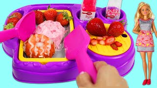 Making Barbie DIY Ice Cream Scoops with Magic Kidchen Ice Cream Tray | Fun & Easy DIY Desserts